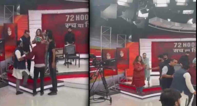 72 hooren : स्टुडिओमध्ये ‘टीव्ही शो’च्या दरम्यान धर्मांध शोएब जमईची महिलेने केली धुलाई