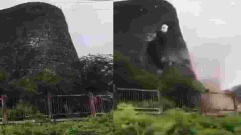 Maharashtra : मुसळधार पावसाने अकोल्यात जुना किल्ला कोसळला, व्हिडिओ होतोय व्हायरल