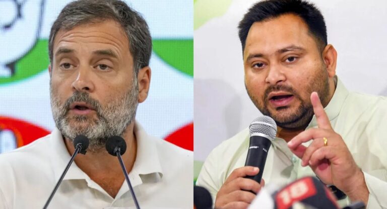Rahul Gandhi and Tejashwi Yadav discussing Bihar election issues.