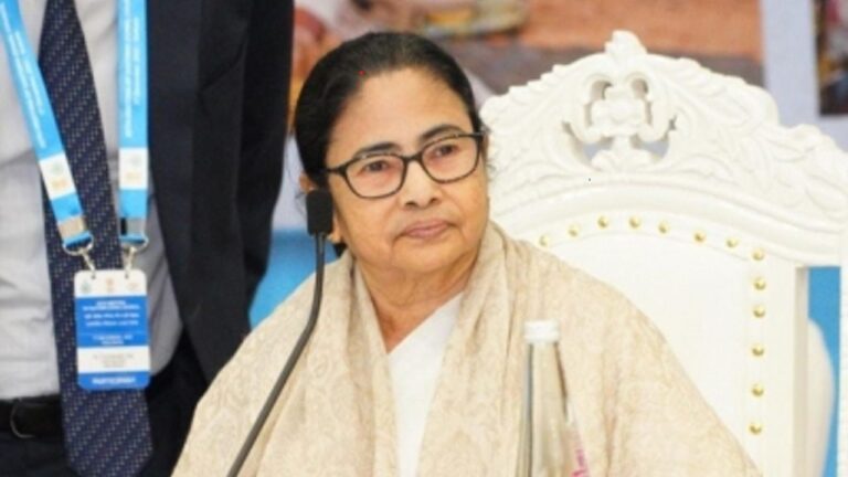 Mamata Banerjee at a conference in West Bengal.