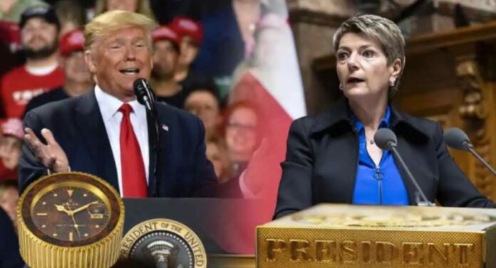 HP - 2026-02-11T213437.591 Donald Trump speaking with Swiss President Karin Keller-Sutter.